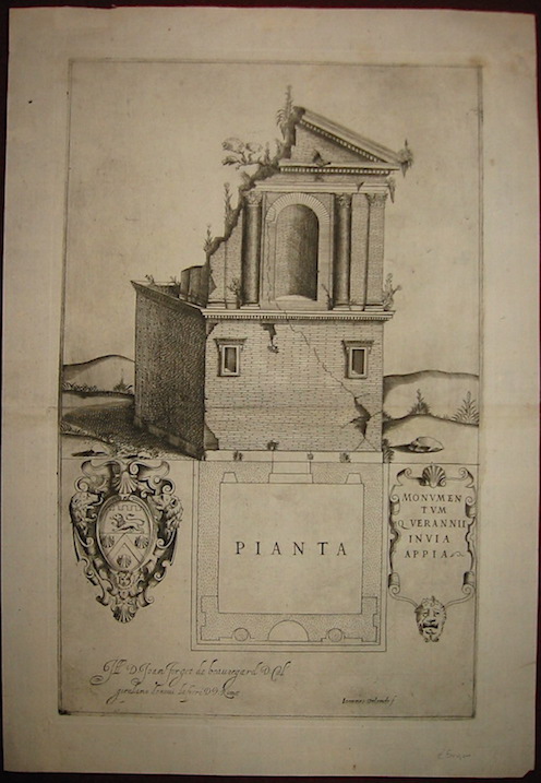 Anonimo (ed. Giovanni Orlandi, attivo tra il 1590 ed il 1640) Monumentum Q. Verannii in Via Appia. Ill. D. Joan Forget de Beauregard D. Col. Girolamo de noi Lafreri D.D. Romae s.d. (1600 ca.) Roma 